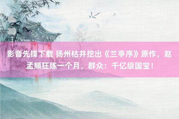 影音先锋下载 扬州枯井挖出《兰亭序》原作，赵孟頫狂练一个月，群众：千亿级国宝！