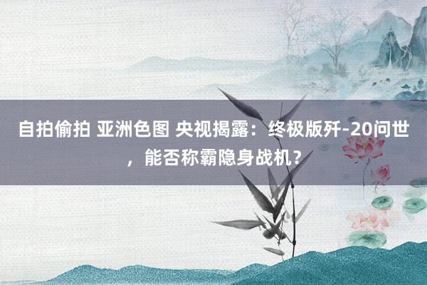 自拍偷拍 亚洲色图 央视揭露：终极版歼-20问世，能否称霸隐身战机？
