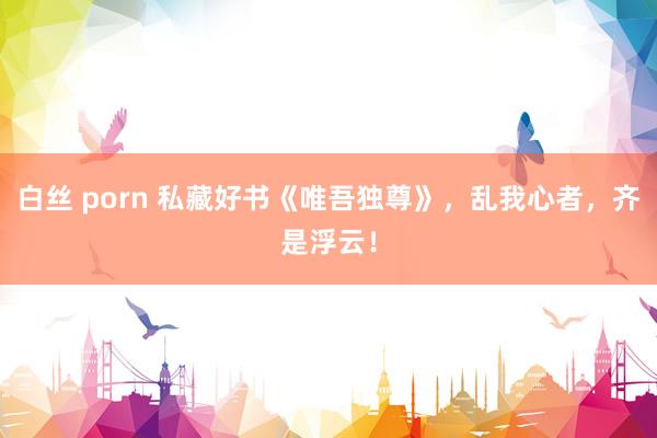 白丝 porn 私藏好书《唯吾独尊》，乱我心者，齐是浮云！