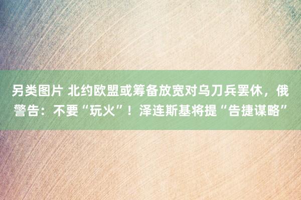 另类图片 北约欧盟或筹备放宽对乌刀兵罢休，俄警告：不要“玩火”！泽连斯基将提“告捷谋略”