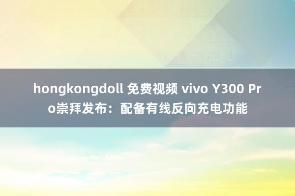hongkongdoll 免费视频 vivo Y300 Pro崇拜发布：配备有线反向充电功能