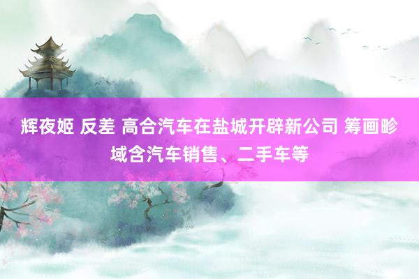 辉夜姬 反差 高合汽车在盐城开辟新公司 筹画畛域含汽车销售、二手车等
