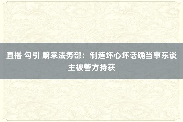 直播 勾引 蔚来法务部：制造坏心坏话确当事东谈主被警方持获