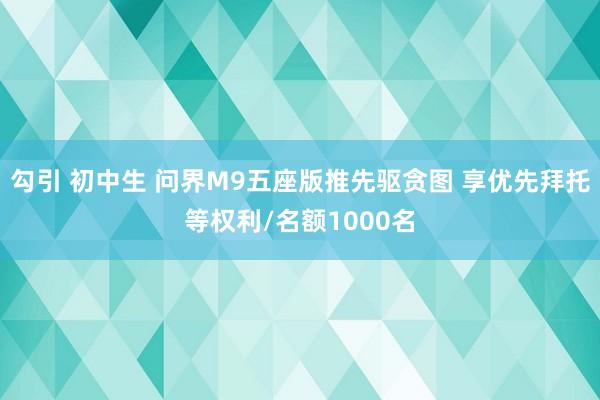 勾引 初中生 问界M9五座版推先驱贪图 享优先拜托等权利/名额1000名