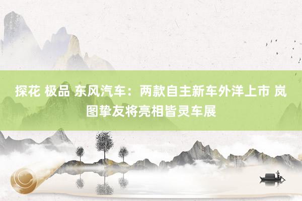 探花 极品 东风汽车：两款自主新车外洋上市 岚图挚友将亮相皆灵车展