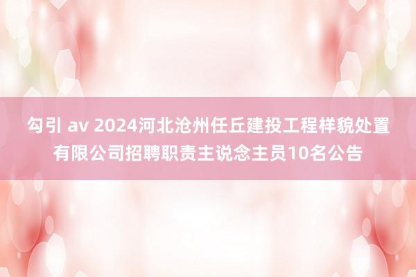勾引 av 2024河北沧州任丘建投工程样貌处置有限公司招聘职责主说念主员10名公告