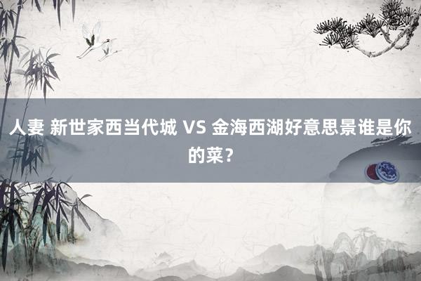 人妻 新世家西当代城 VS 金海西湖好意思景谁是你的菜？