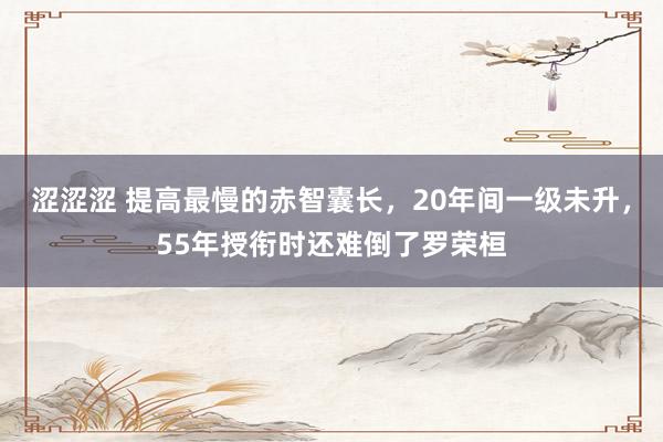 涩涩涩 提高最慢的赤智囊长，20年间一级未升，55年授衔时还难倒了罗荣桓