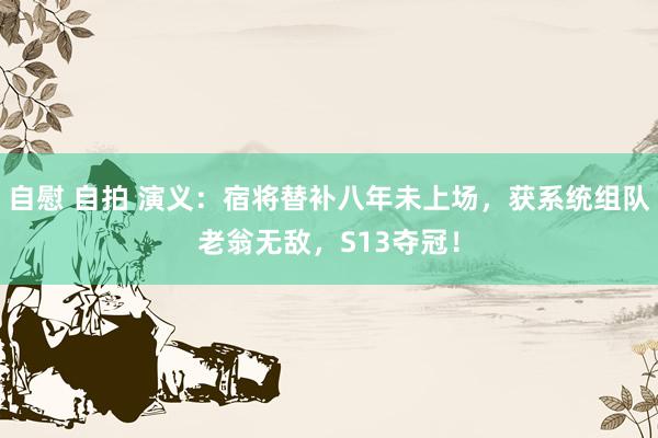 自慰 自拍 演义：宿将替补八年未上场，获系统组队老翁无敌，S13夺冠！