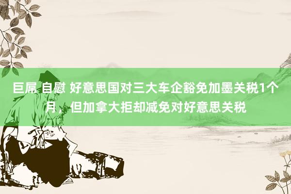 巨屌 自慰 好意思国对三大车企豁免加墨关税1个月，但加拿大拒却减免对好意思关税