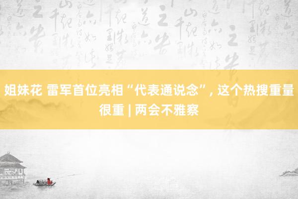 姐妹花 雷军首位亮相“代表通说念”, 这个热搜重量很重 | 两会不雅察