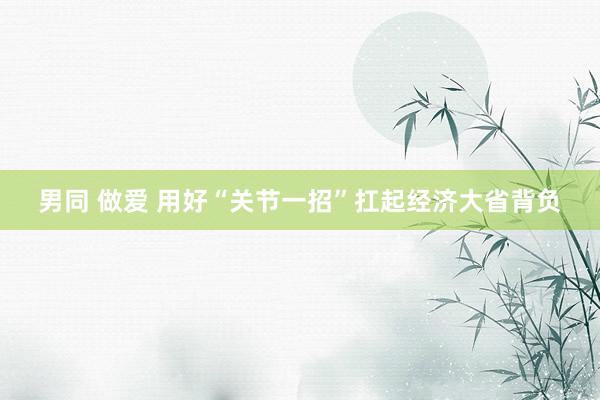 男同 做爱 用好“关节一招”扛起经济大省背负