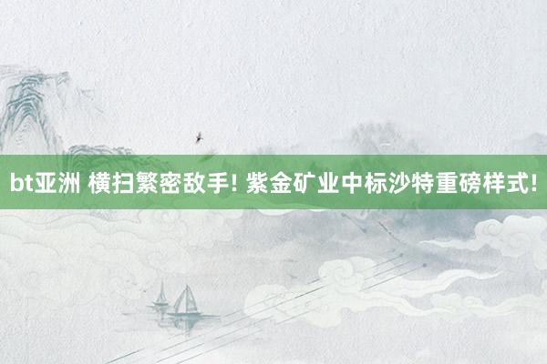 bt亚洲 横扫繁密敌手! 紫金矿业中标沙特重磅样式!