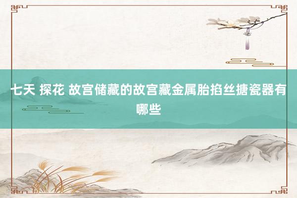 七天 探花 故宫储藏的故宫藏金属胎掐丝搪瓷器有哪些