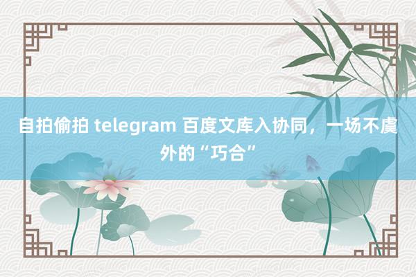 自拍偷拍 telegram 百度文库入协同，一场不虞外的“巧合”