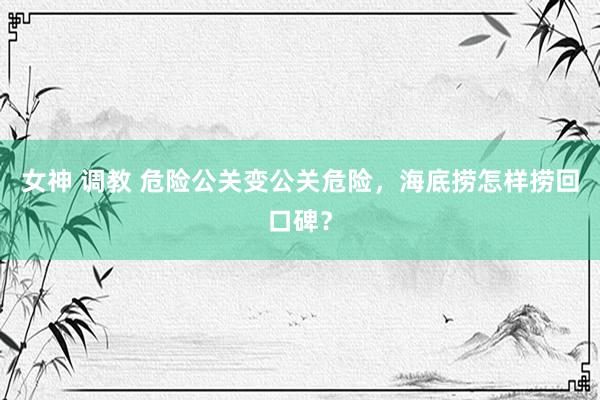 女神 调教 危险公关变公关危险，海底捞怎样捞回口碑？